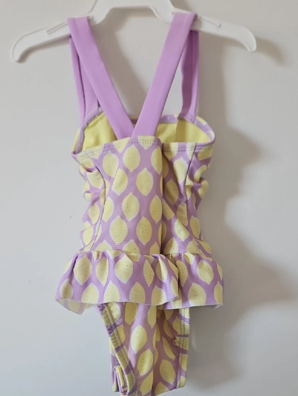 Cat & Jack Lilac & Lemon Ruched Baby Girl One-Piece Swimsuit Size 6-9 Month